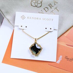 Kendra Scott Kacey Long Necklace Black Opaque Glass Gold